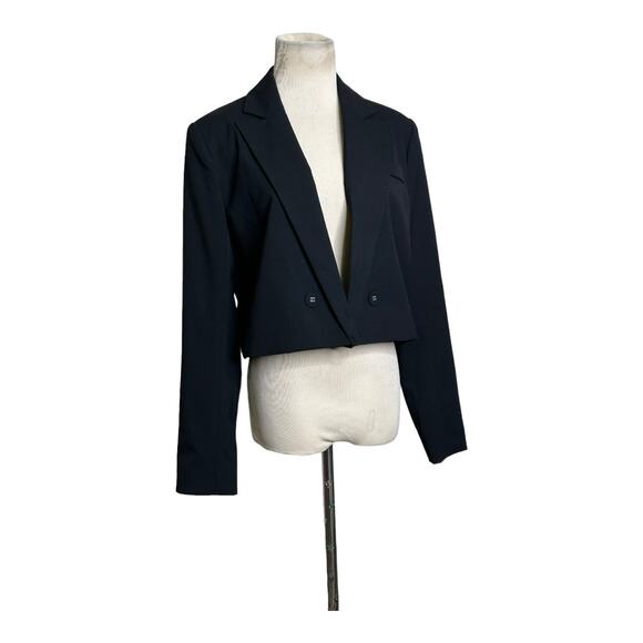 Danielle Bernstein black long sleeves open front jacket size Small - Picture 10 of 10